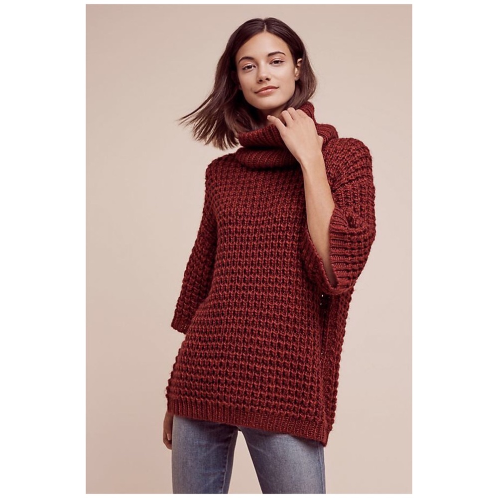 Anthropologie Waffled Turtleneck Tunic